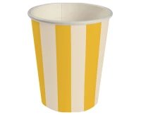 Kubeczki pap. Paski (żółty-beżowy) 250 ml, 6 szt.