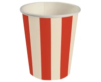 Kubeczki pap. Paski (czerwony-beżowy) 250 ml, 6 szt.