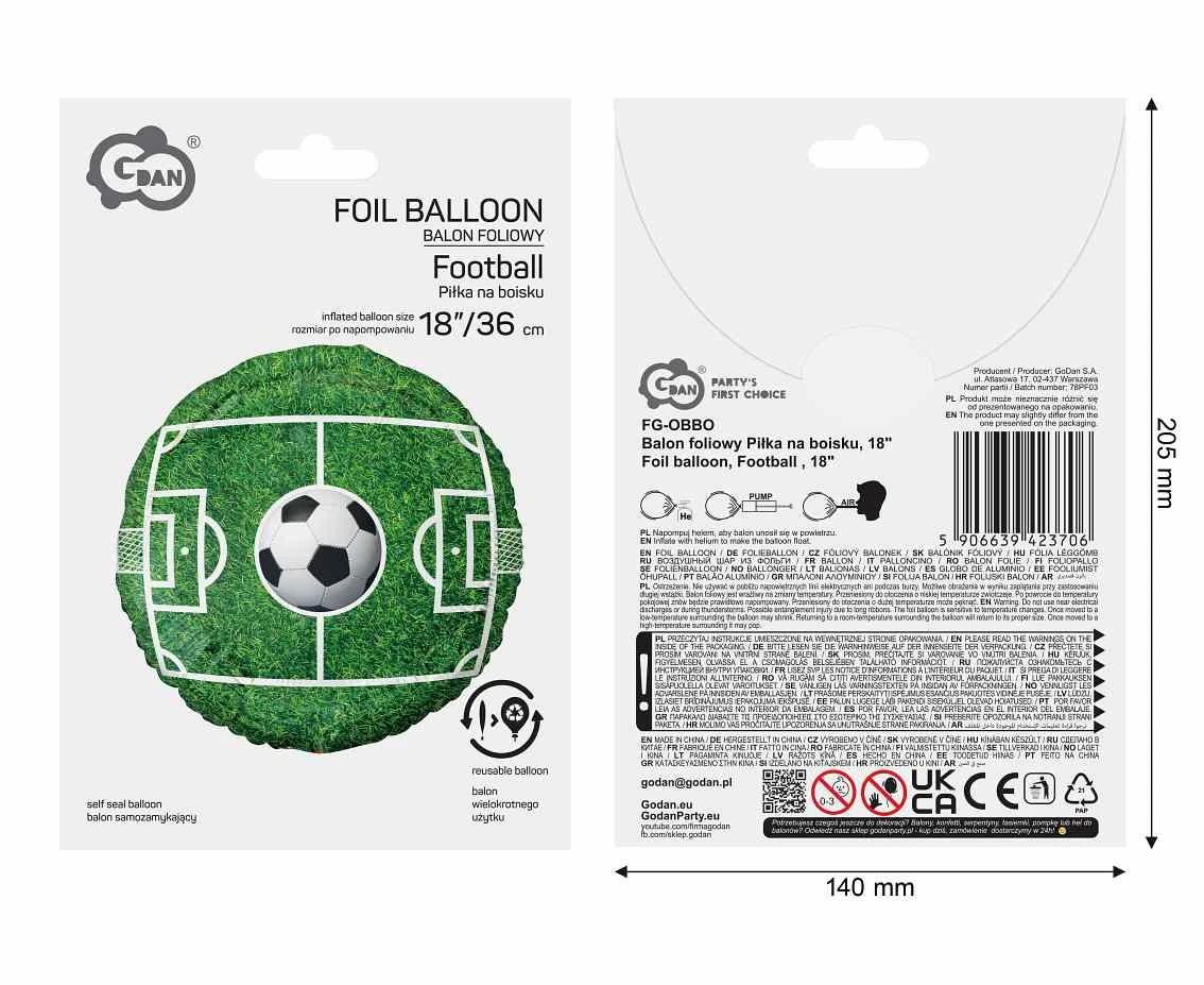 Balon foliowy Piłka na boisku, 18"