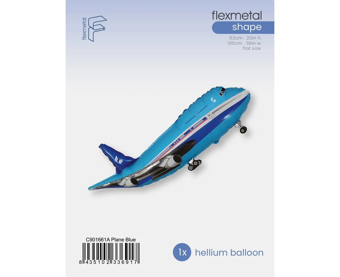 Balon foliowy 24" FX - Samolot (niebieski), pakowany