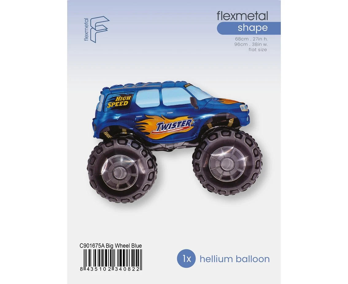 Balon foliowy 24" FX - "Samochód TWISTER" (niebieski), pakowany