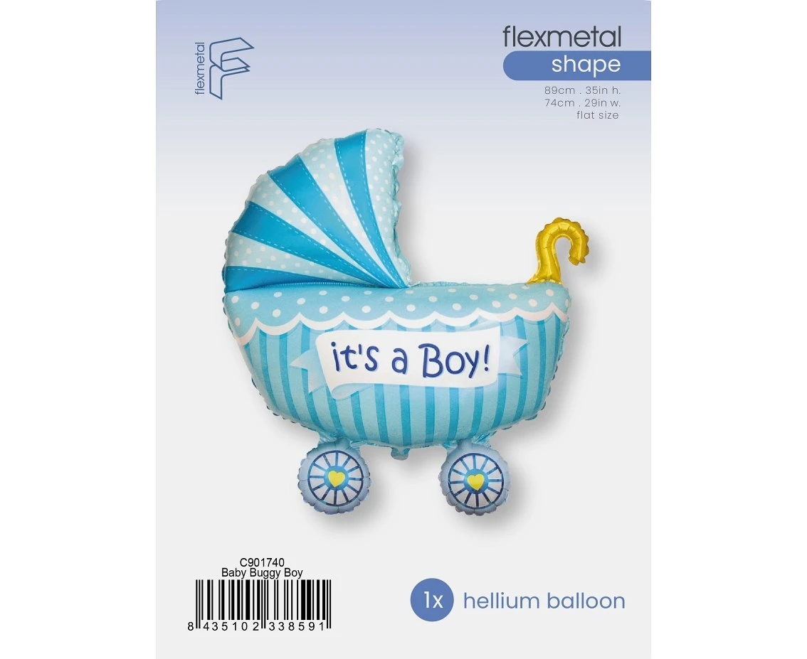 Balon foliowy 24" FX - "Wózek dla chłopca" (niebieski), pakowany