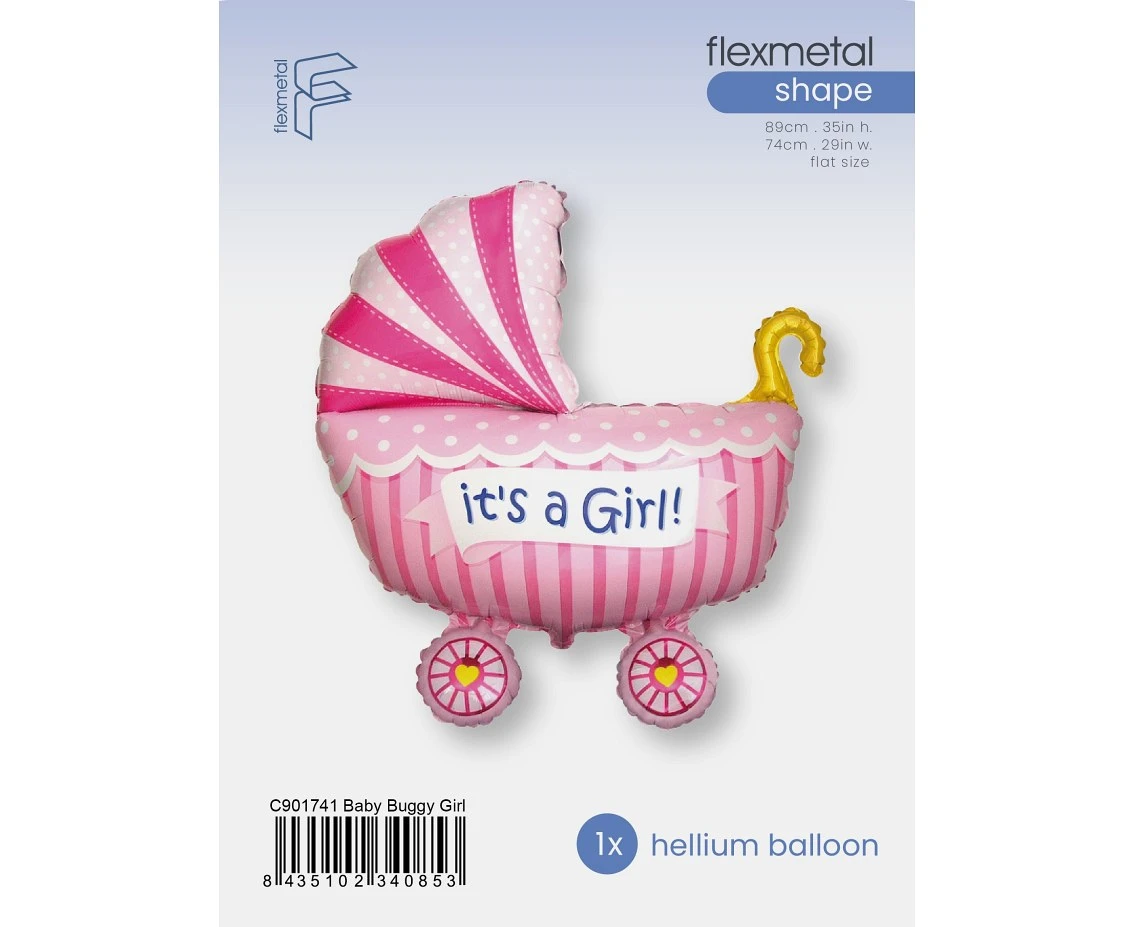 Balon foliowy 24" FX - "Wózek dla dziewczynki" (różowy), pakowany