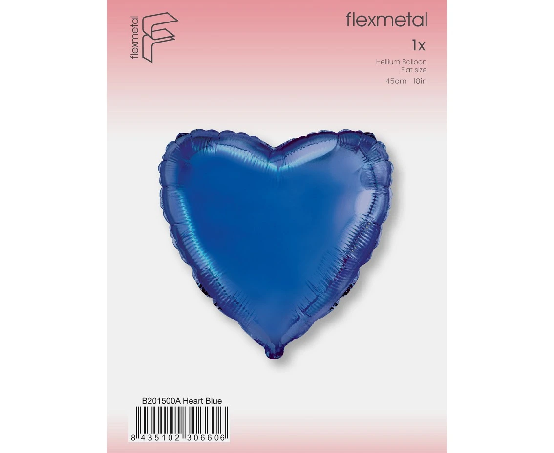 Balon foliowy 18" FX - Serce (niebieskie), pakowany