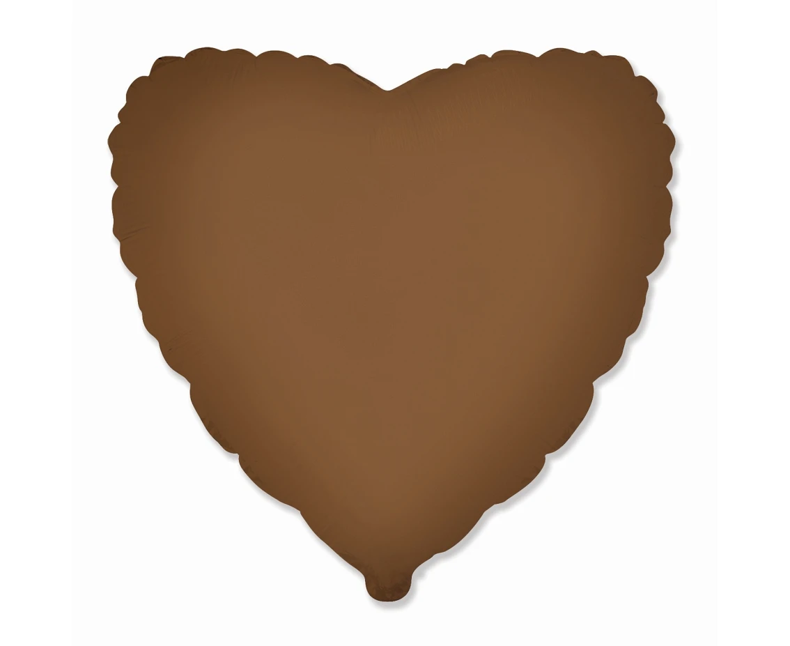 Balon foliowy 18" FX - Serce (matowe Choco Brown), pakowany