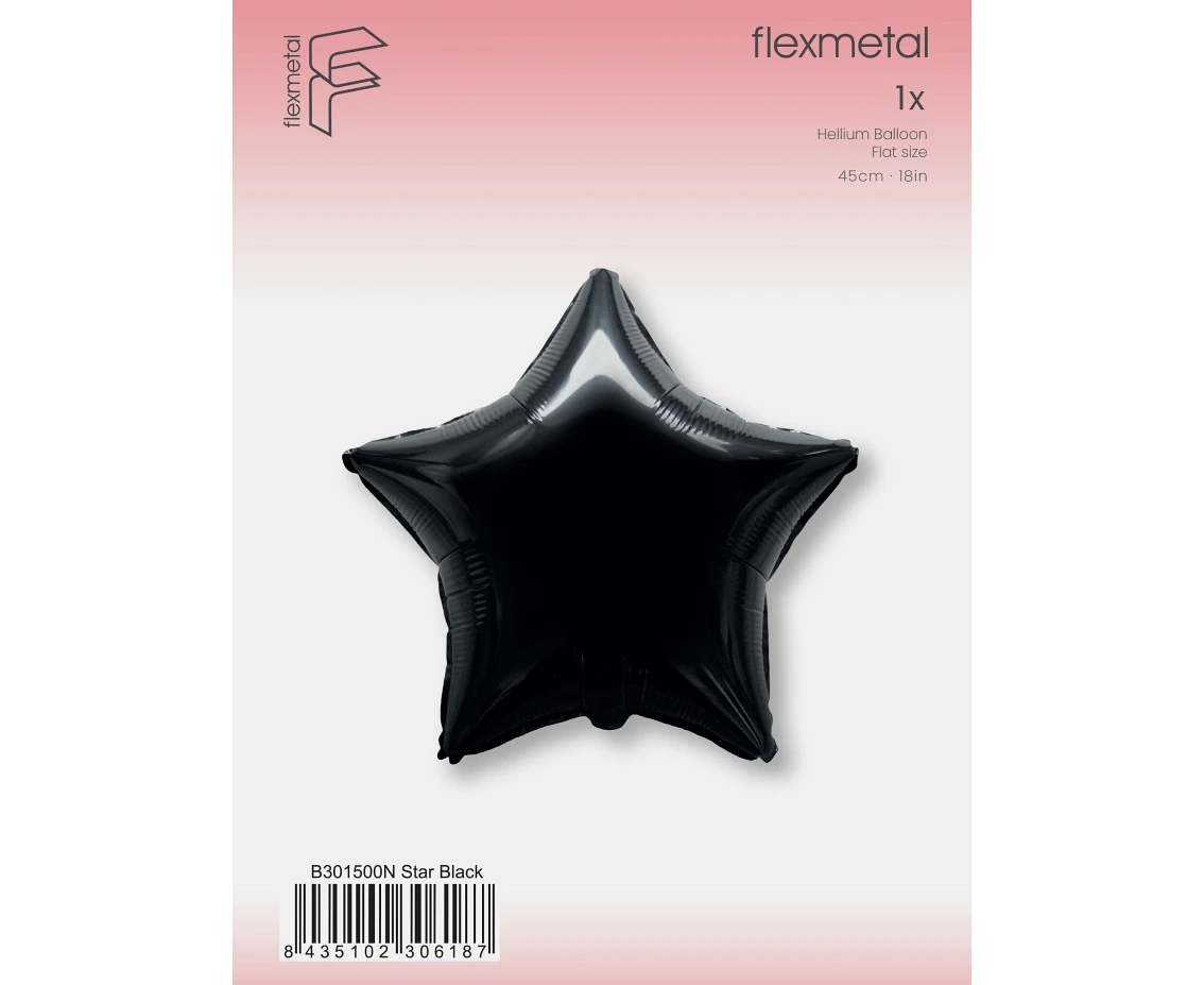 Balon foliowy 18" FX - Gwiazda (czarna), pakowany
