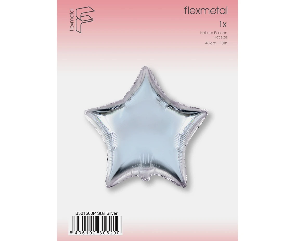 Balon foliowy 18" FX - Gwiazda (srebrna), pakowany