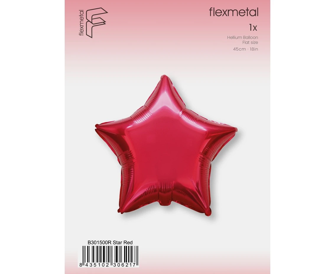 Balon foliowy 18" FX - Gwiazda (czerwona), pakowany