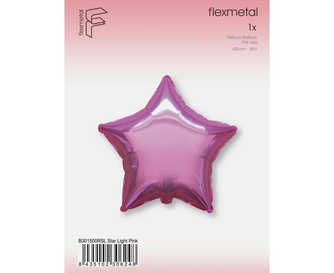 Balon foliowy 18" FX - Gwiazda (j. różowa), pakowany