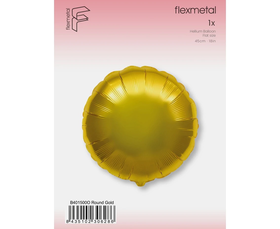 Balon foliowy 18" FX - Okrągły (złoty), pakowany