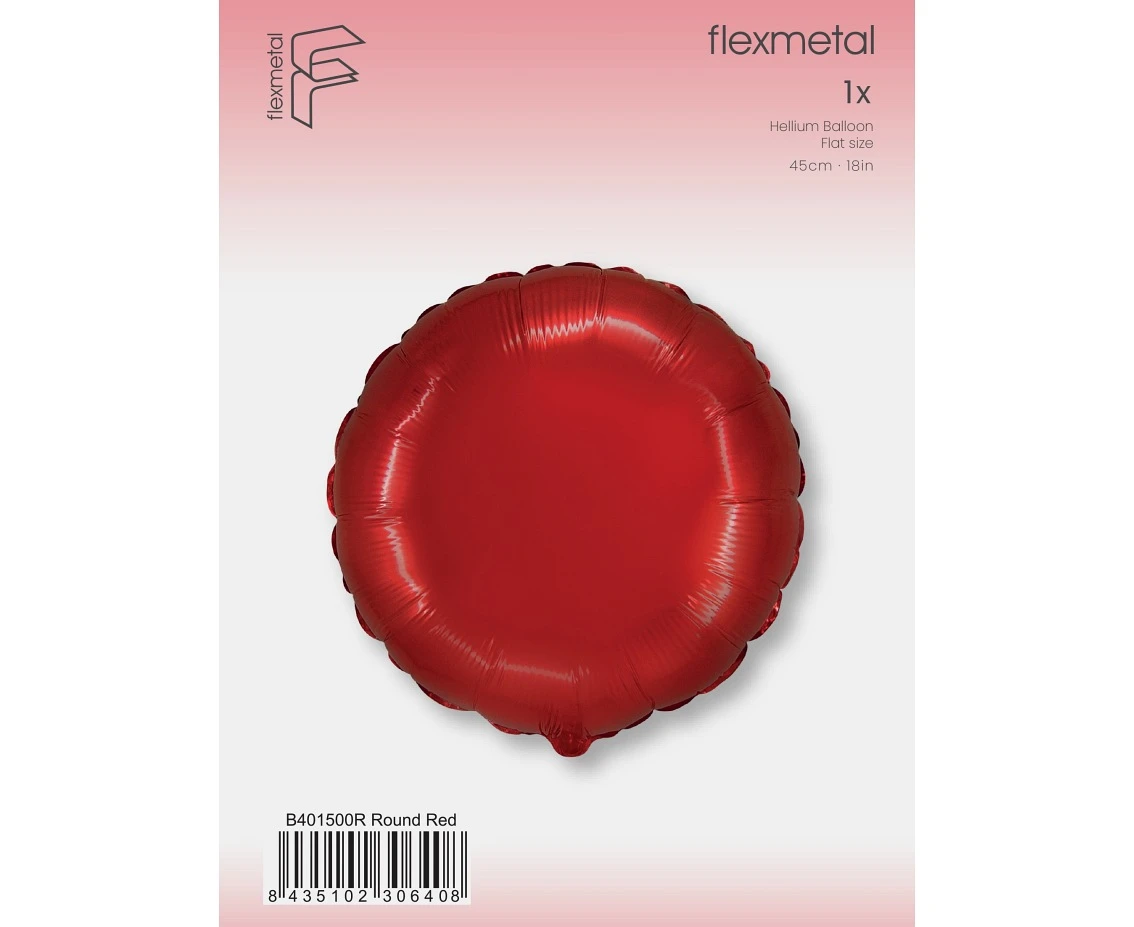 Balon foliowy 18" FX - Okrągły (czerwony), pakowany