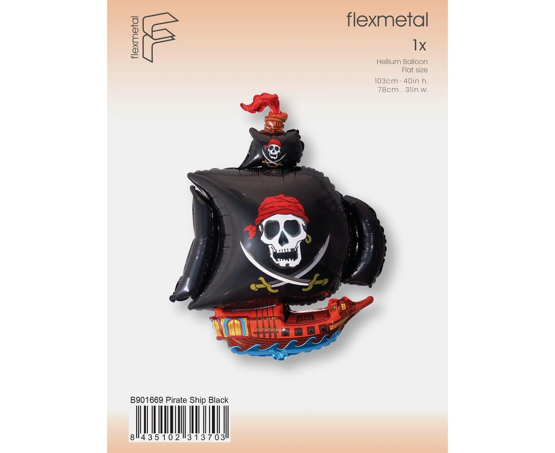 Balon foliowy 24" FX - Statek piracki (czarny/niebieski), pakowany