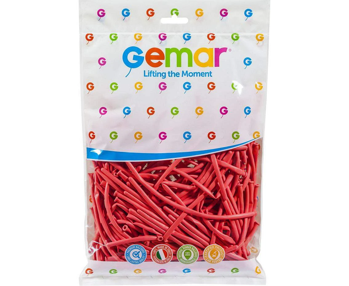 Balony Gemar, rurki włoskie typ 160, czerwone, 100szt. KK