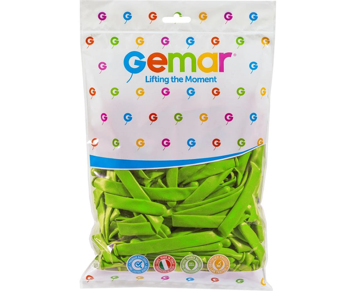 Balony Gemar, rurki włoskie typ 350, pistacjowe, 100szt. KK