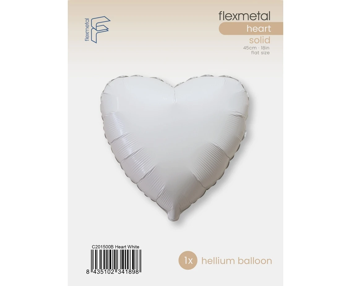 Balon foliowy 18" FX - Serce (białe), pakowany