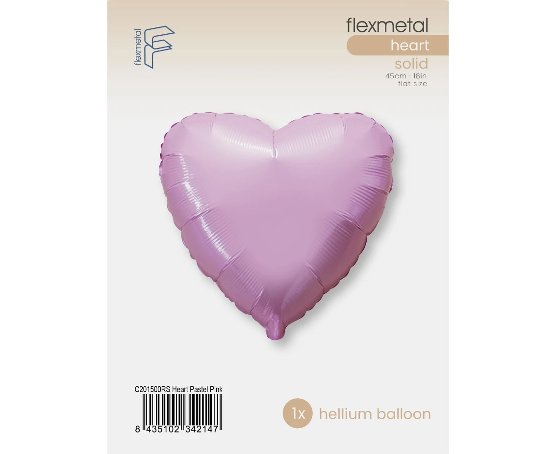 Balon foliowy 18" FX - Serce (różowe delikatne), pakowany