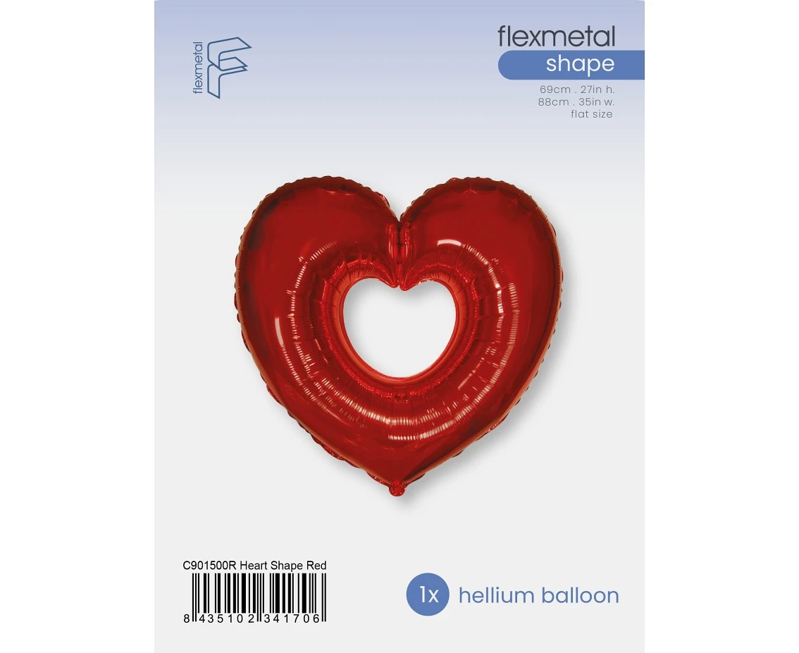 Balon foliowy 24" FX - Serce otwarte, czerwone, pakowany