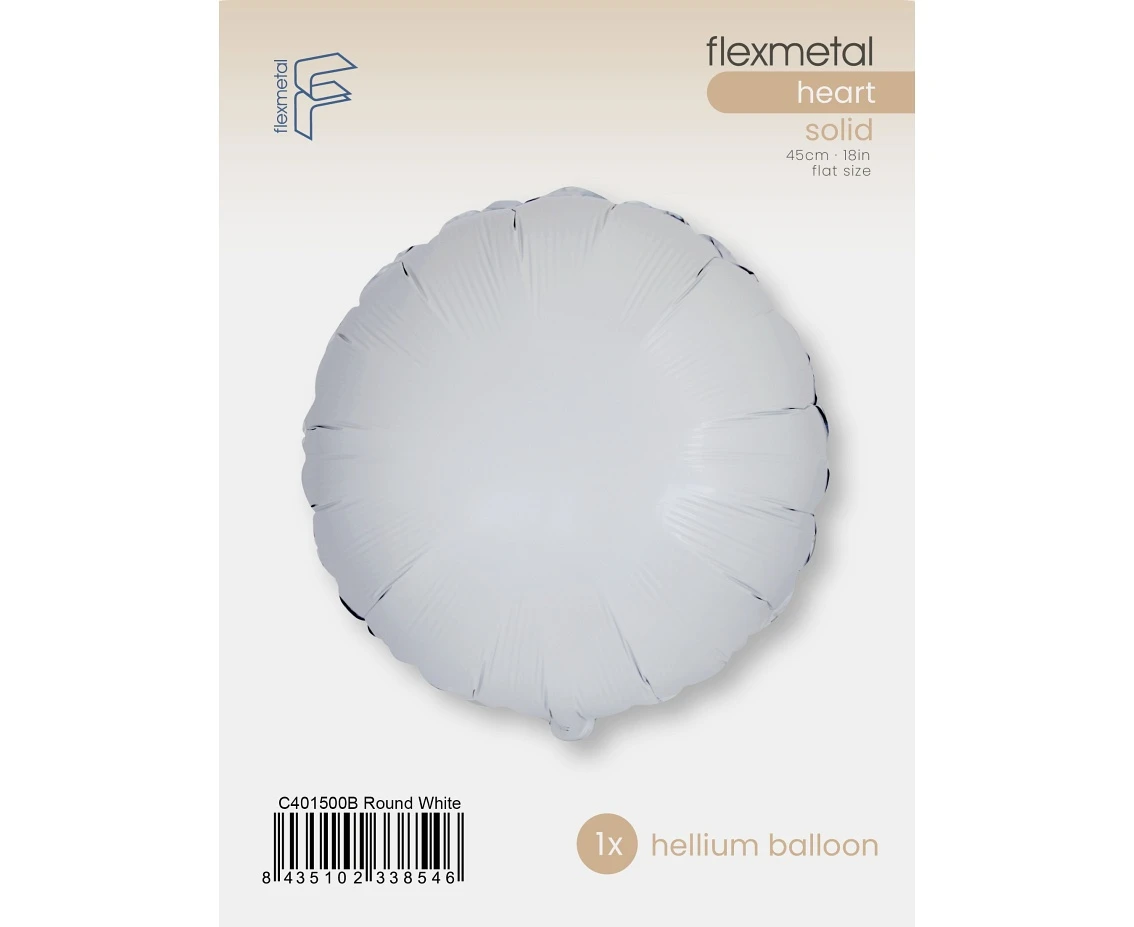 Balon foliowy 18" FX - Okrągły (biały), pakowany