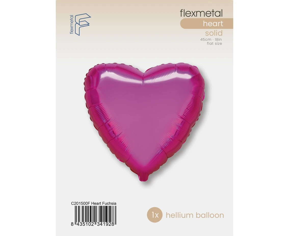 Balon foliowy 18" FX - Serce (ciemnoróżowe), pakowany