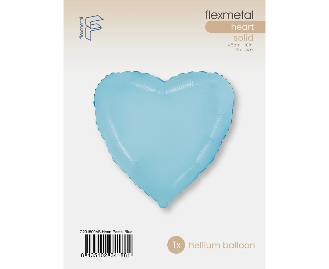 Balon foliowy 18" FX - Serce (niebieskie delikatne), pakowany