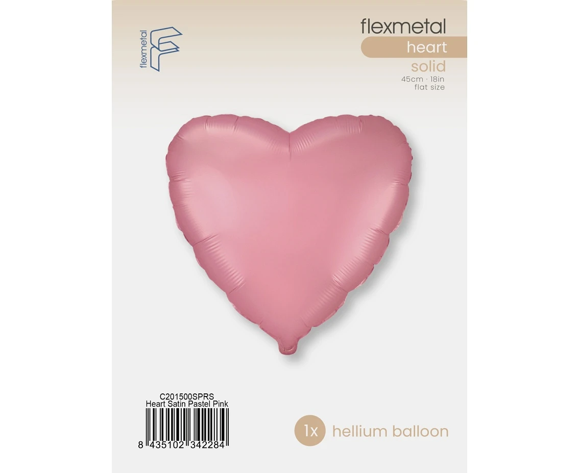Balon foliowy 18" FX - Serce (satynowy pastel jasnoróżowy), pakowany