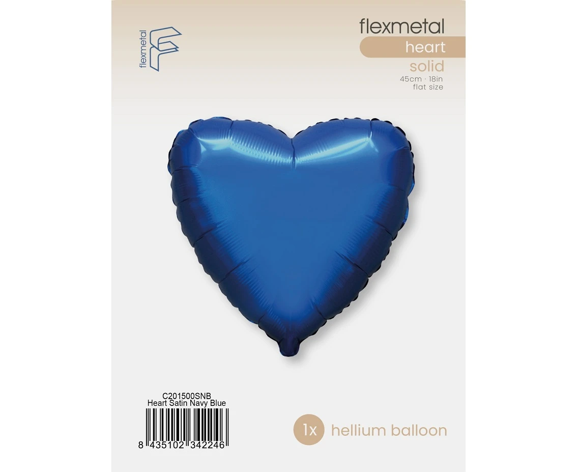 Balon foliowy 18" FX - Serce (satynowy navy blue), pakowany