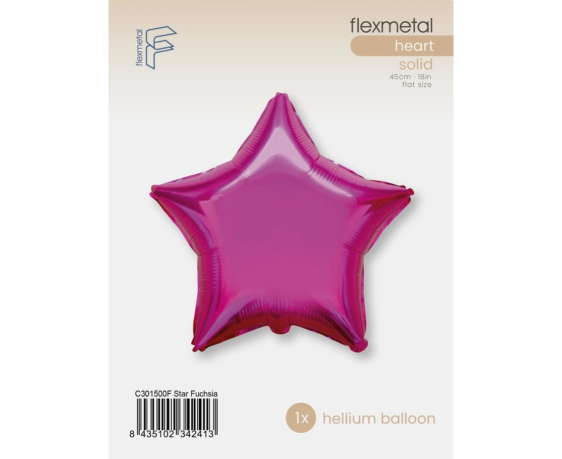 Balon foliowy 18" FX - Gwiazda (ciemnoróżowa), pakowany