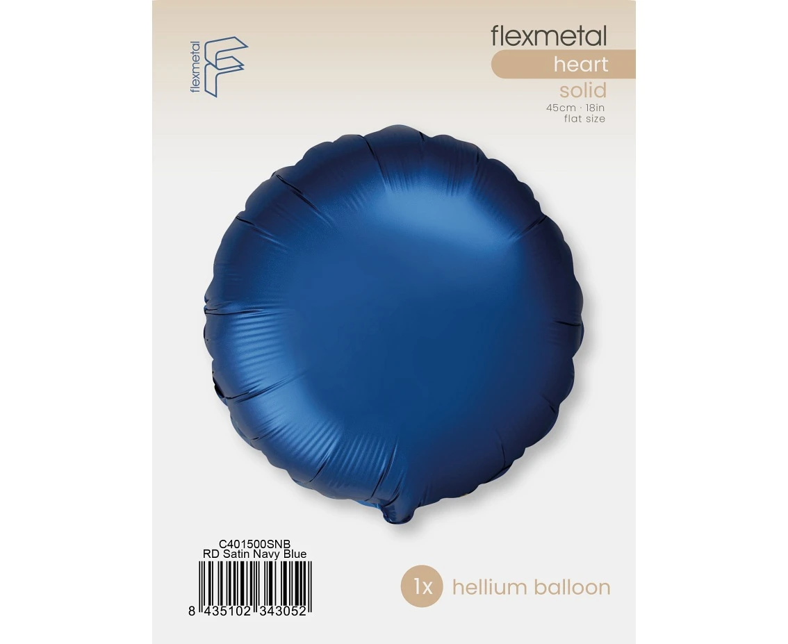 Balon foliowy 18" FX - Okrągły (satynowy Navy Blue), pakowany KK
