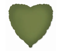 Balon foliowy 18" FX - Serce (matowe Olive Green), pakowany