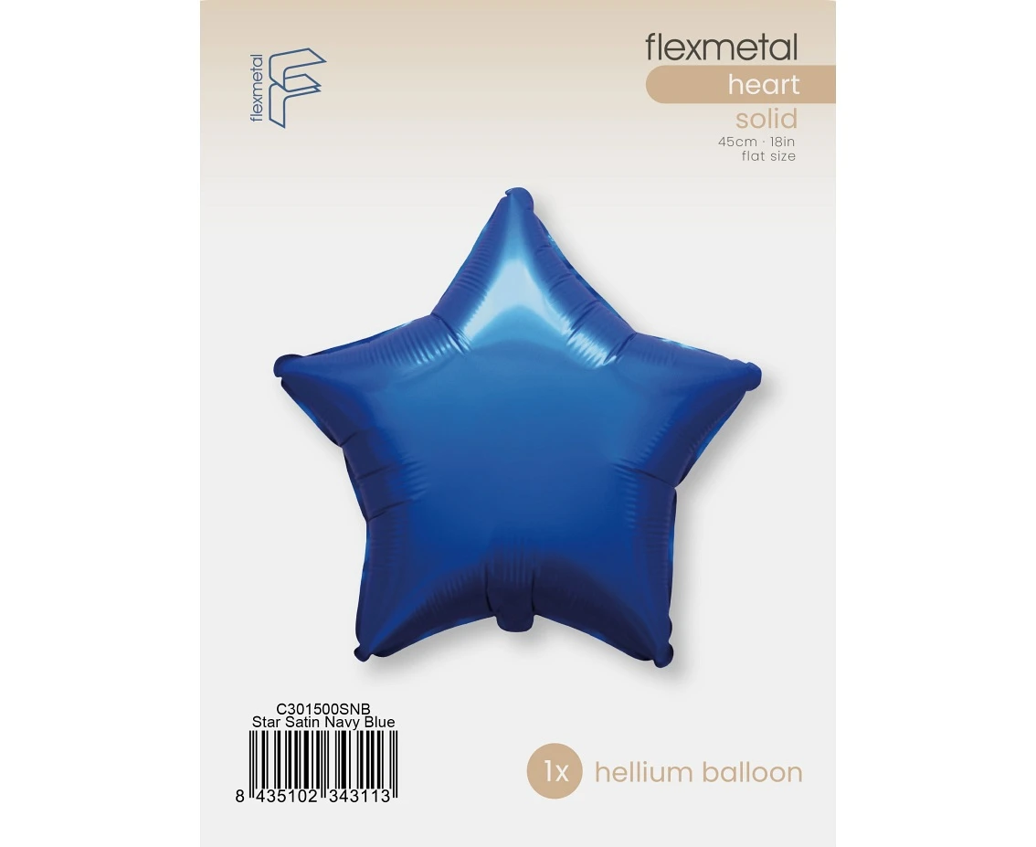 Balon foliowy 18" FX - Gwiazda (satynowy Navy Blue), pakowany