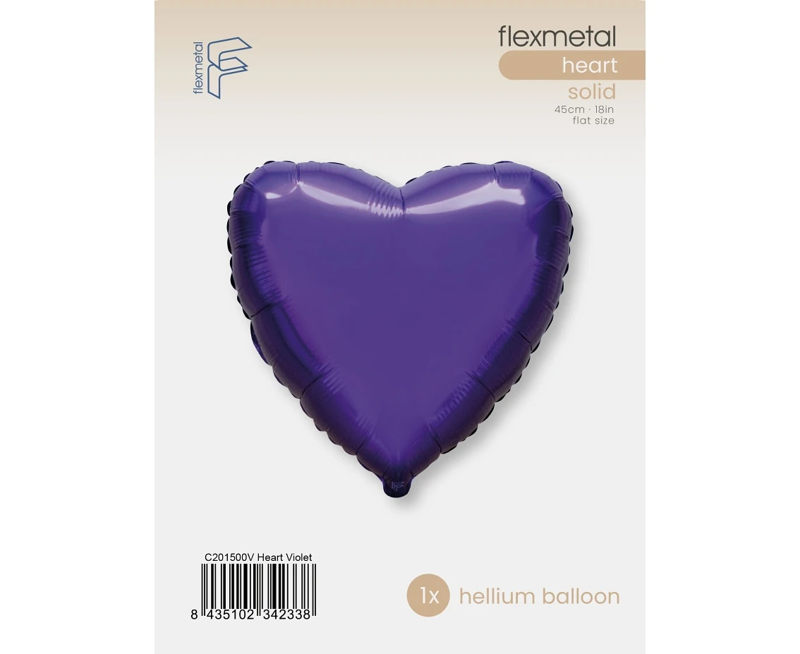 Balon foliowy 18" FX - Serce (fioletowe), pakowany