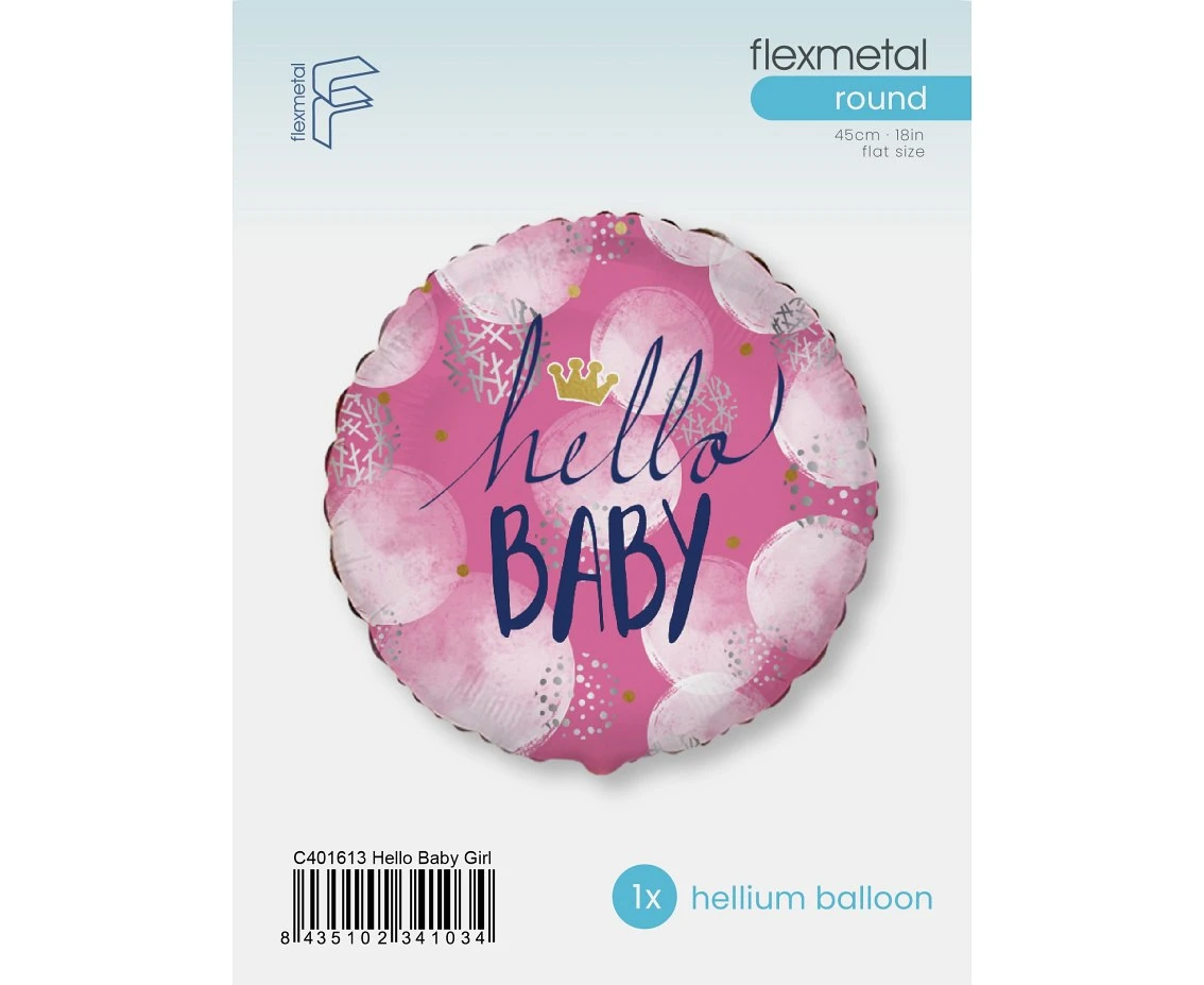 Balon foliowy 18" FX- Hello Baby Girl, pakowany
