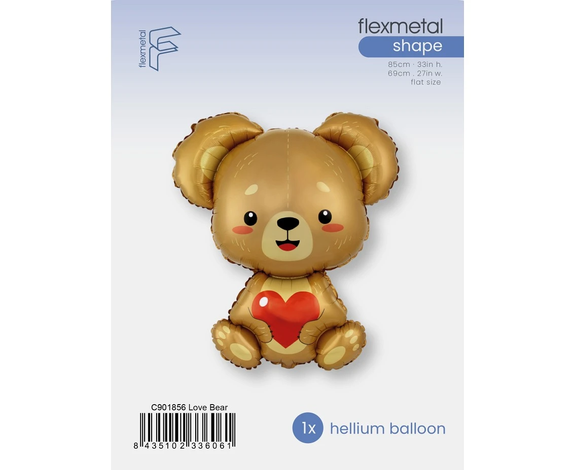 Balon foliowy 24" FX - Miś z serduszkiem, pakowany