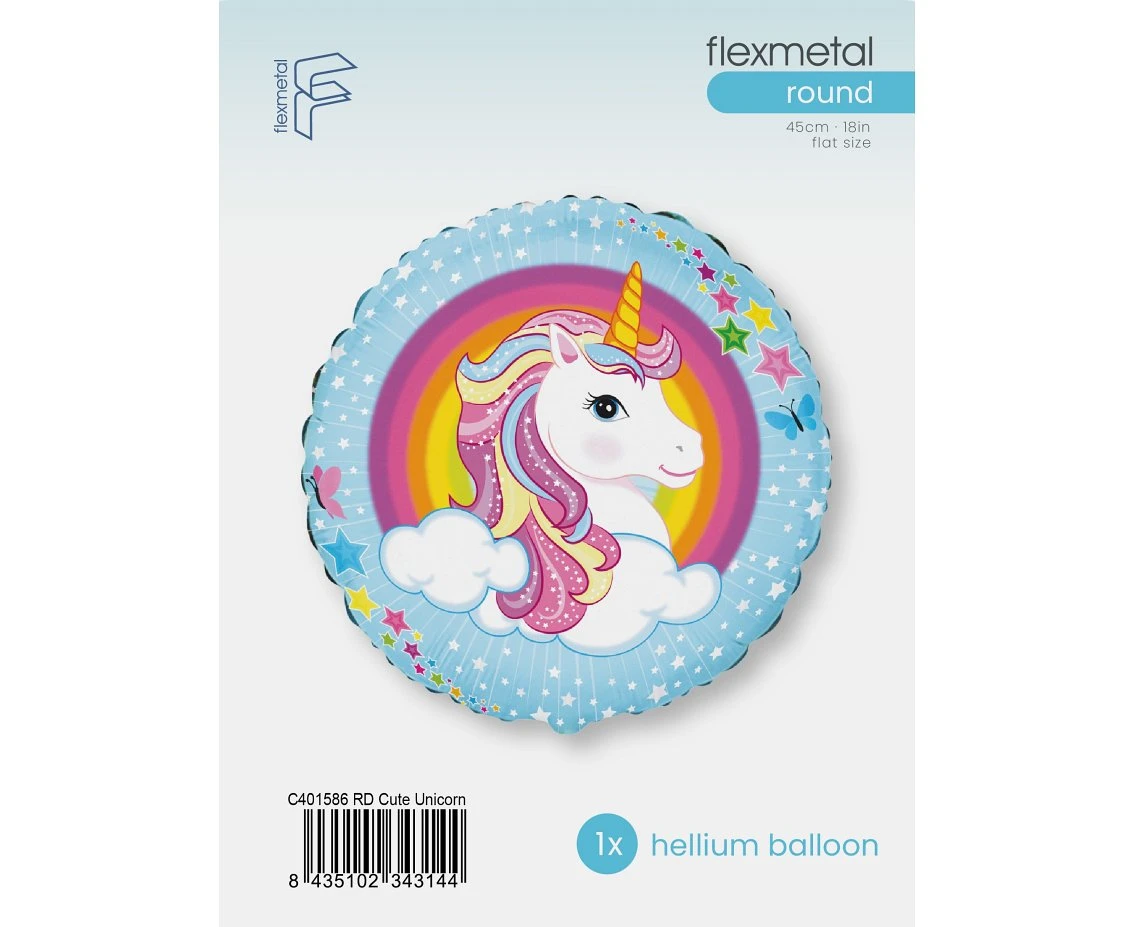 Balon foliowy 18" FX - Jednorożec, pakowany