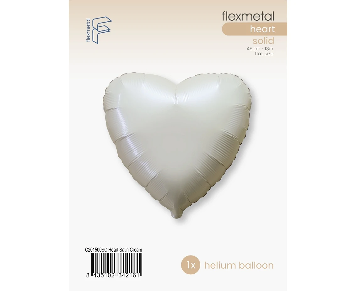 Balon foliowy 18" FX - Serce (satynowe kremowe), pakowany