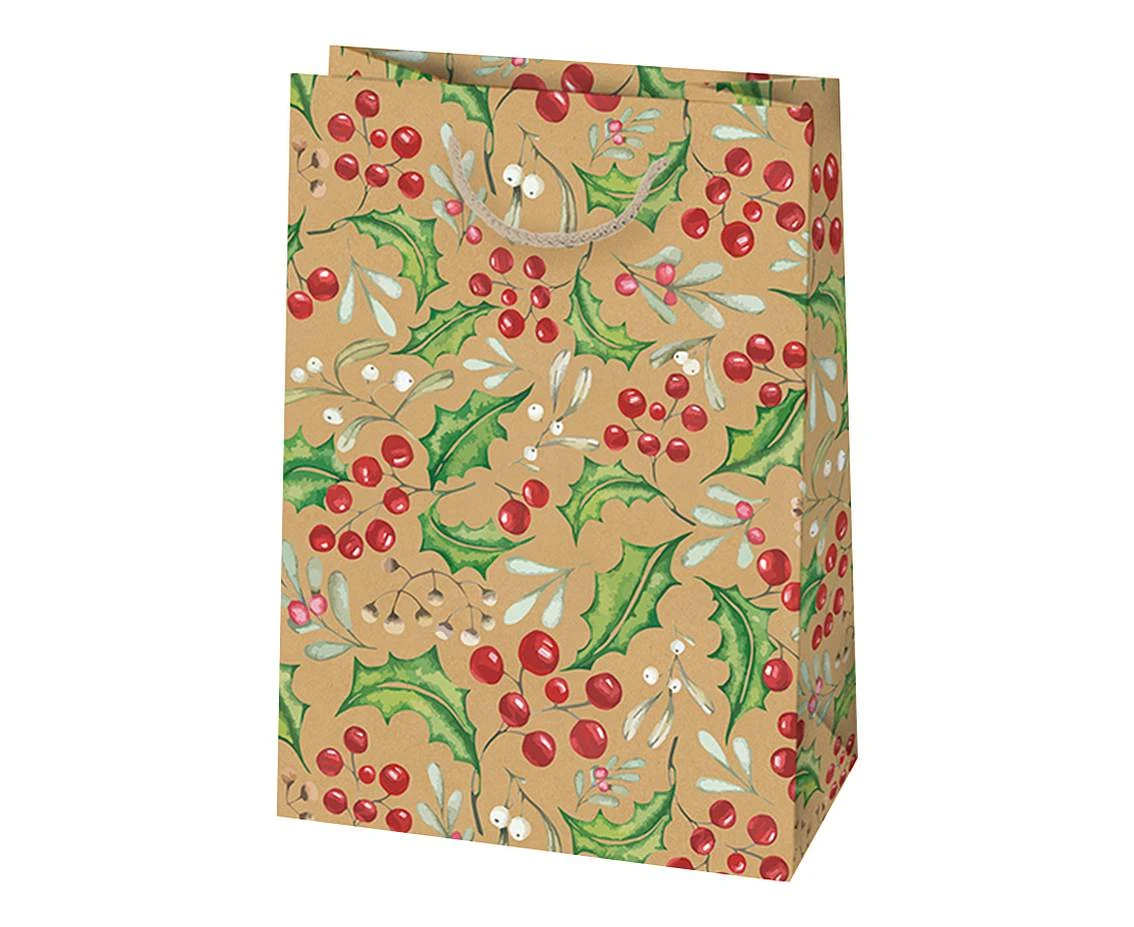 Torebka ozdobna świąteczna typu kraft T5EK 230x320x110, mix - Stroiki - Dziecięce, Mikołaje, Papier typu kraft 1 szt.