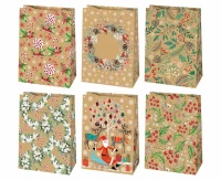 Torebka ozdobna świąteczna typu kraft T5EK 230x320x110, mix - Stroiki - Dziecięce, Mikołaje, Papier typu kraft 1 szt.