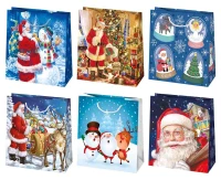 Torebka ozdobna świąteczna T2 155x155x80 mix, Mikołaje - Dziecięce 1 szt.