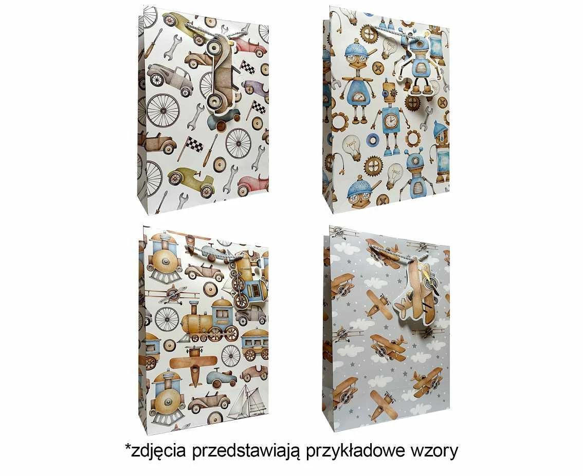 Torebka prezentowa A4 Chłopięcy mix 26x32x10 cm. mix, 1 szt. KK
