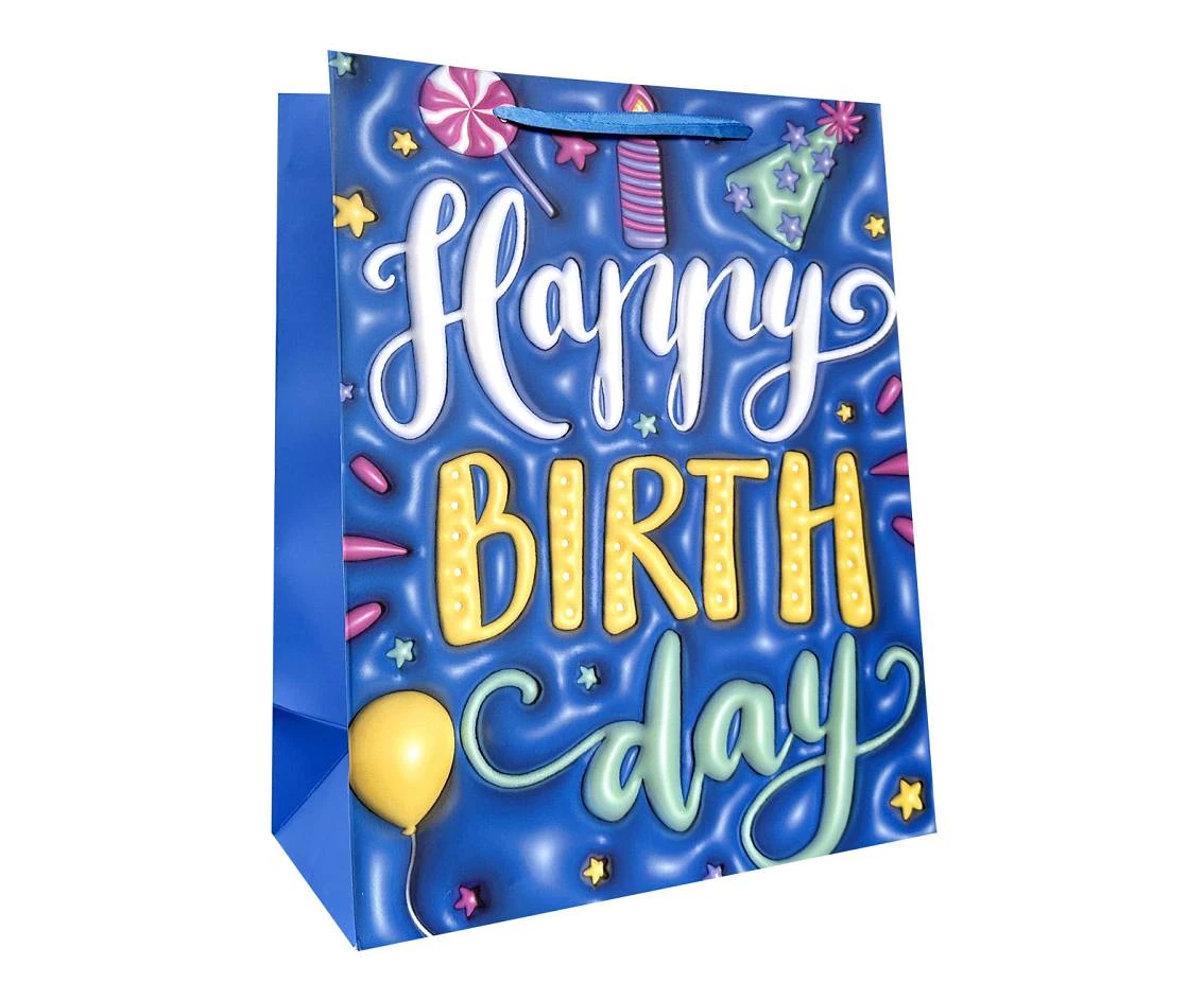 Torebka prezentowa A5 Happy Birthday 18x23x10 cm. mix, 1 szt. kk.