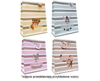 Torebka prezentowa A4 Paski Zwierzęta mix 26x32x10cm, mix 1 szt. kk.