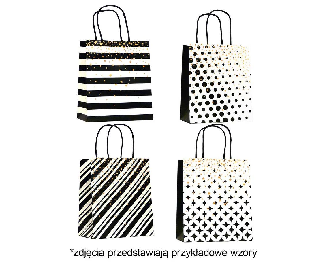 Torebka prezentowa A5 wzory biało-czarne 15x17x8 cm. mix, 1 szt. KK