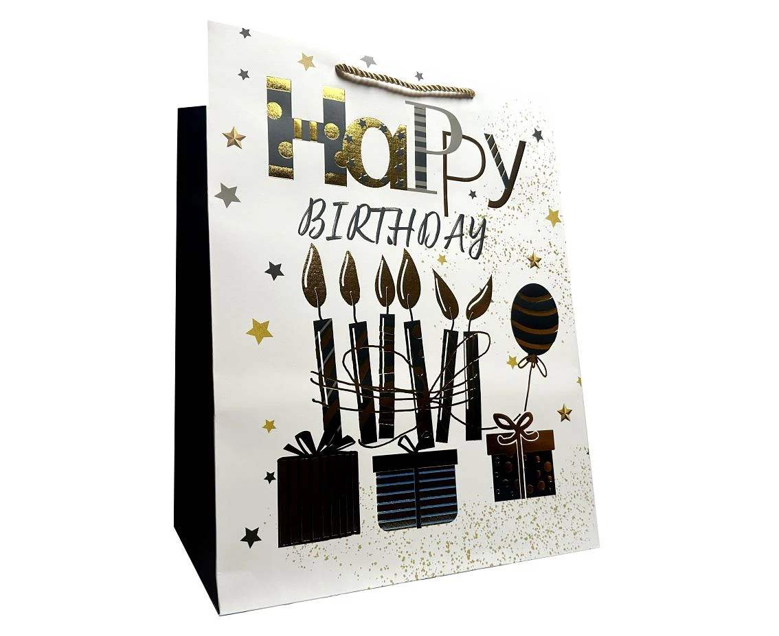 Torebka prezentowa (szerokie dno) A3 Happy Birthday 31 x40x25 cm. mix, 1 szt.