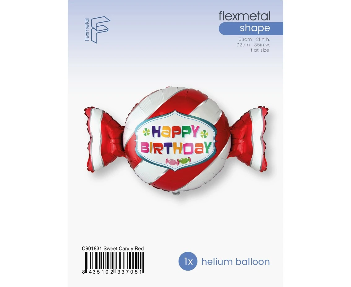 Balon foliowy 24" FX - Słodki cukierek, czerwony, pakowany