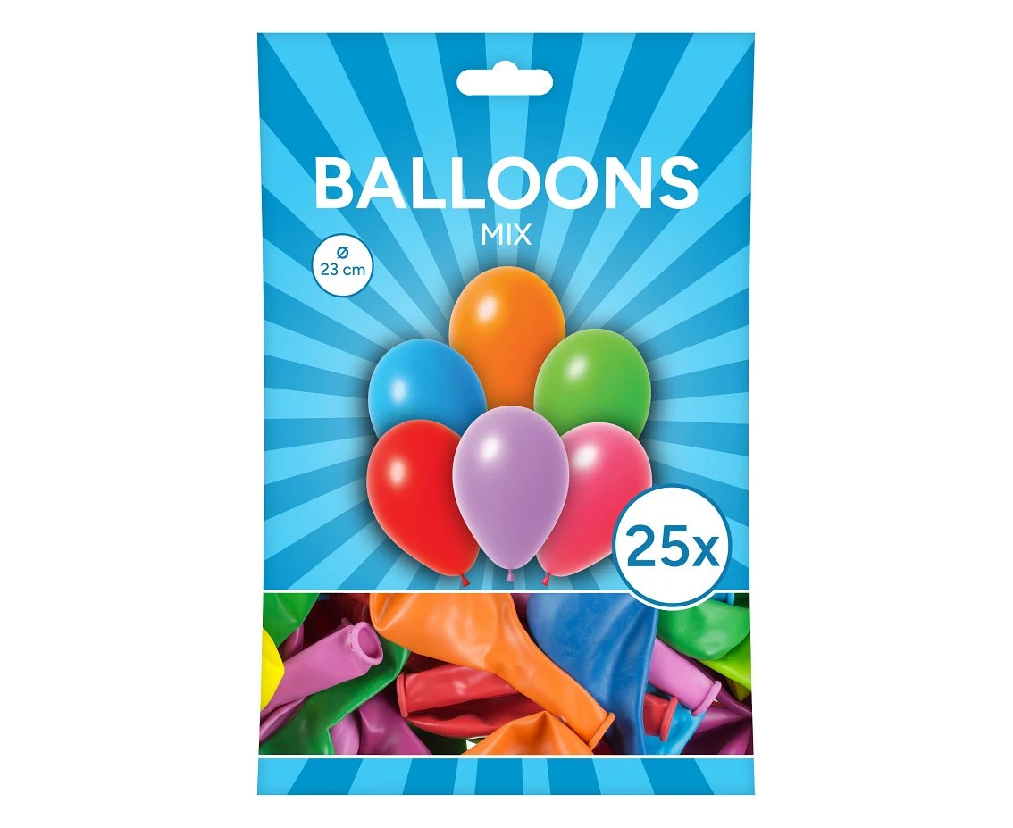 Balony 23 cm mix kolorów 25 szt.