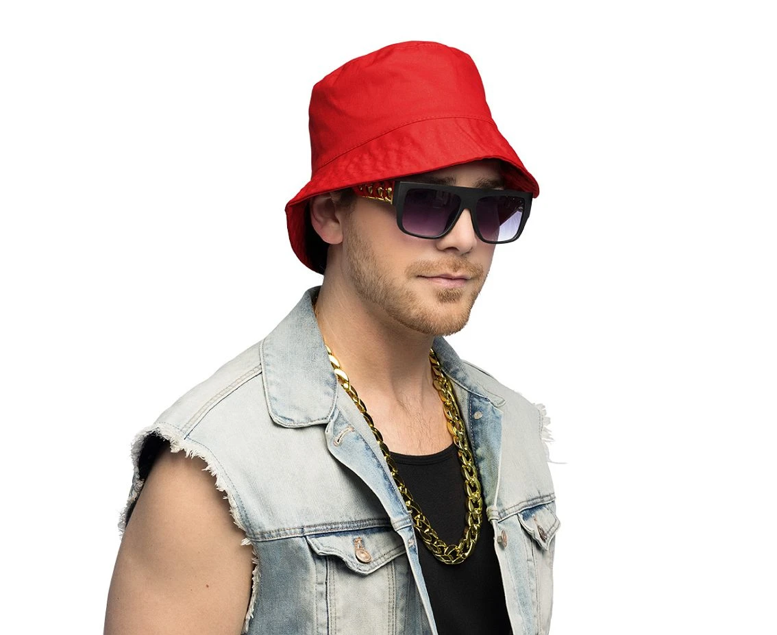 Zestaw hip-hopowy z lat 90. (kapelusz, okulary imprezowe, naszyjnik)