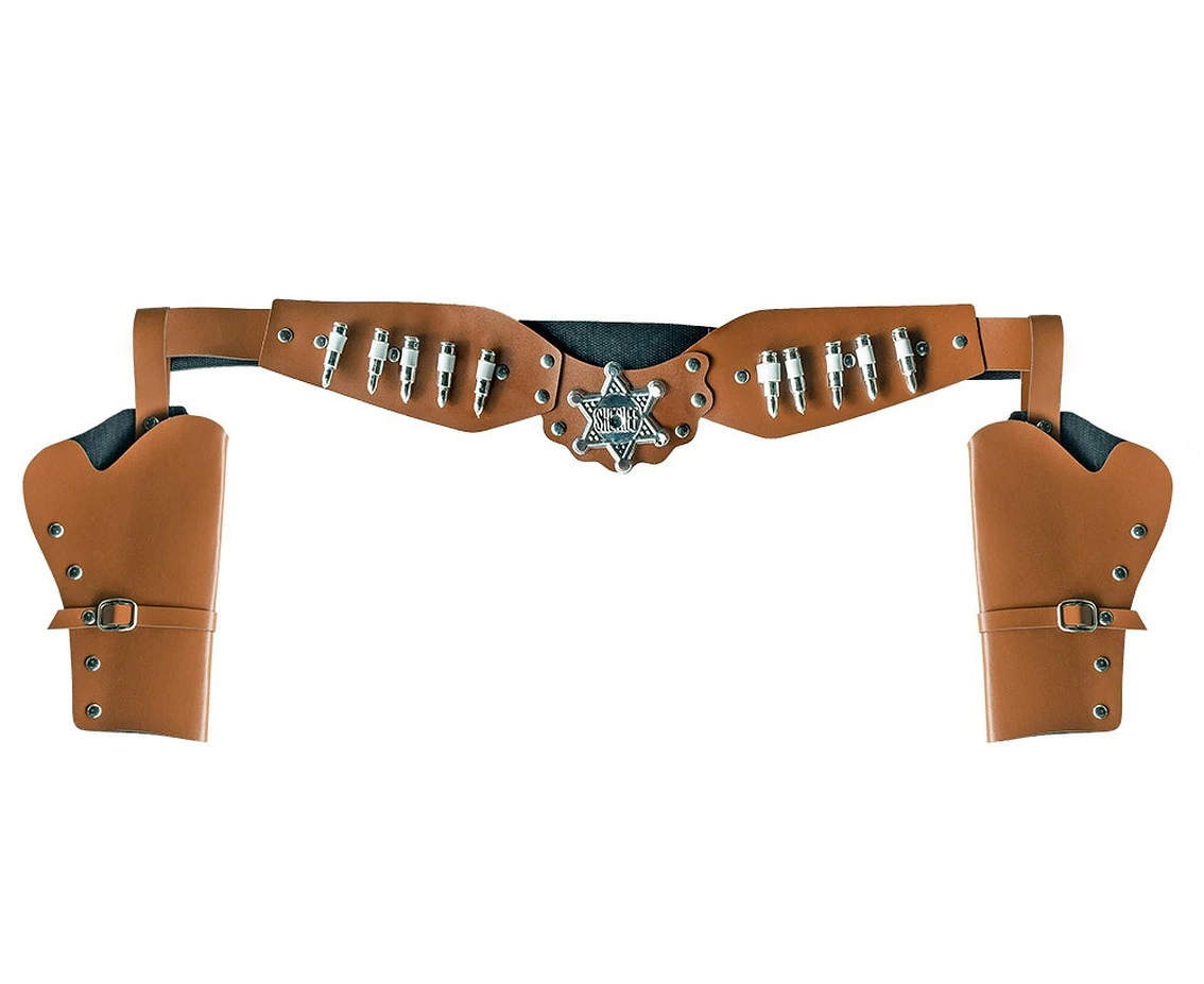 Podwójna kabura kowbojska Sheriff 2 brązowa (125 cm)