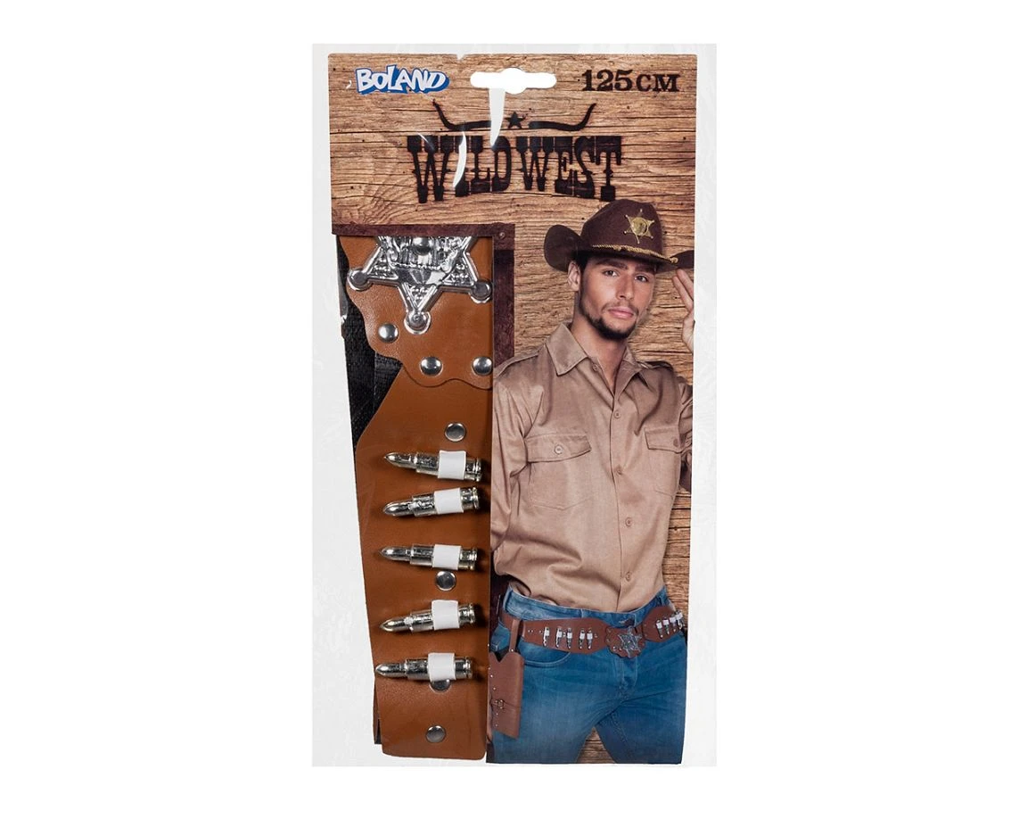 Podwójna kabura kowbojska Sheriff 2 brązowa (125 cm)