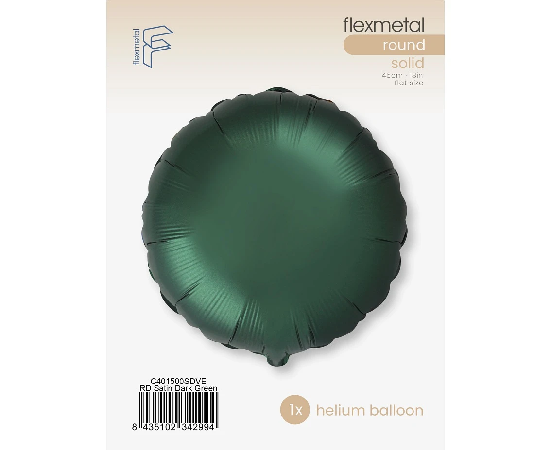 Balon foliowy 18" FX - Okrągły (satynowy dark green) , pakowany