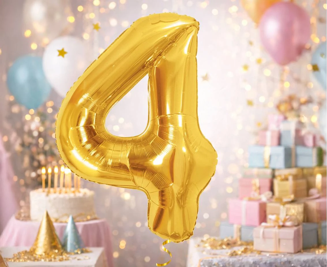 Balon foliowy B&C Cyfra 4, Royal gold, 85 cm